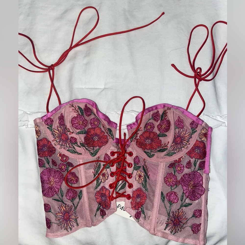 For Love and Lemons Kaylee Embroidered Corset top